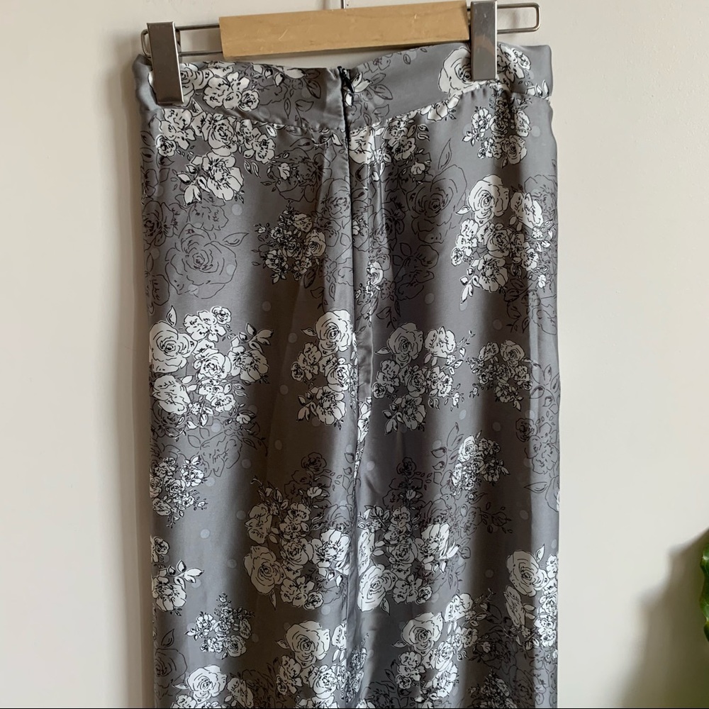 Vtg Maxi Skirt Polyester Satin Made In USA Floral - Picture 8 of 13